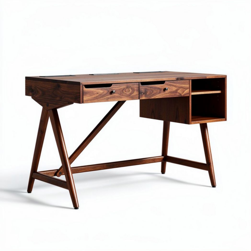 Wooden writing desk with two drawers and storage shelf 120 x 60 x 75cm