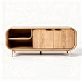 Wooden media console cabinet with open shelves and closed storage 120 x 50 x 40cm