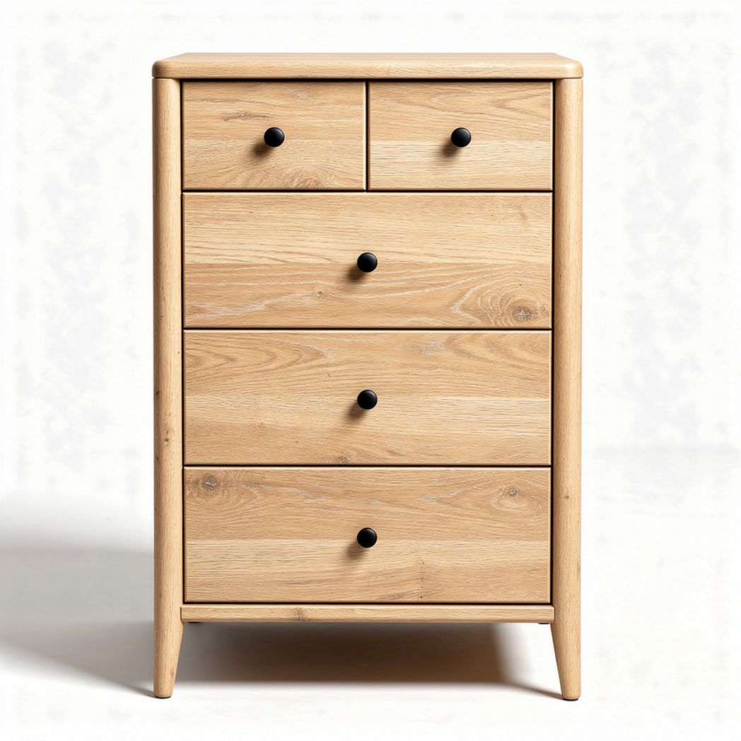 Natural wood storage cabinet with four drawers for home organization 40 x 30 x 80cm