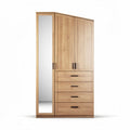 Wooden wardrobe with mirror and four drawers 180 x 90 x 45cm