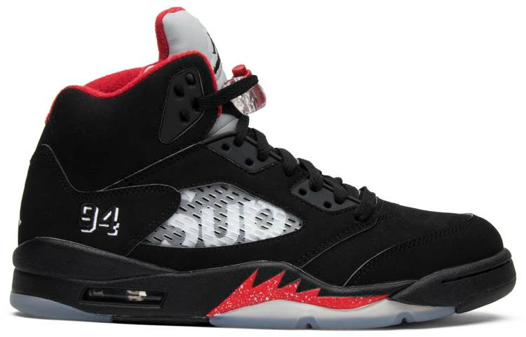 Supreme x Air Jordan 5 Retro  Black  824371-001((M)US10.5/EUR44.5)