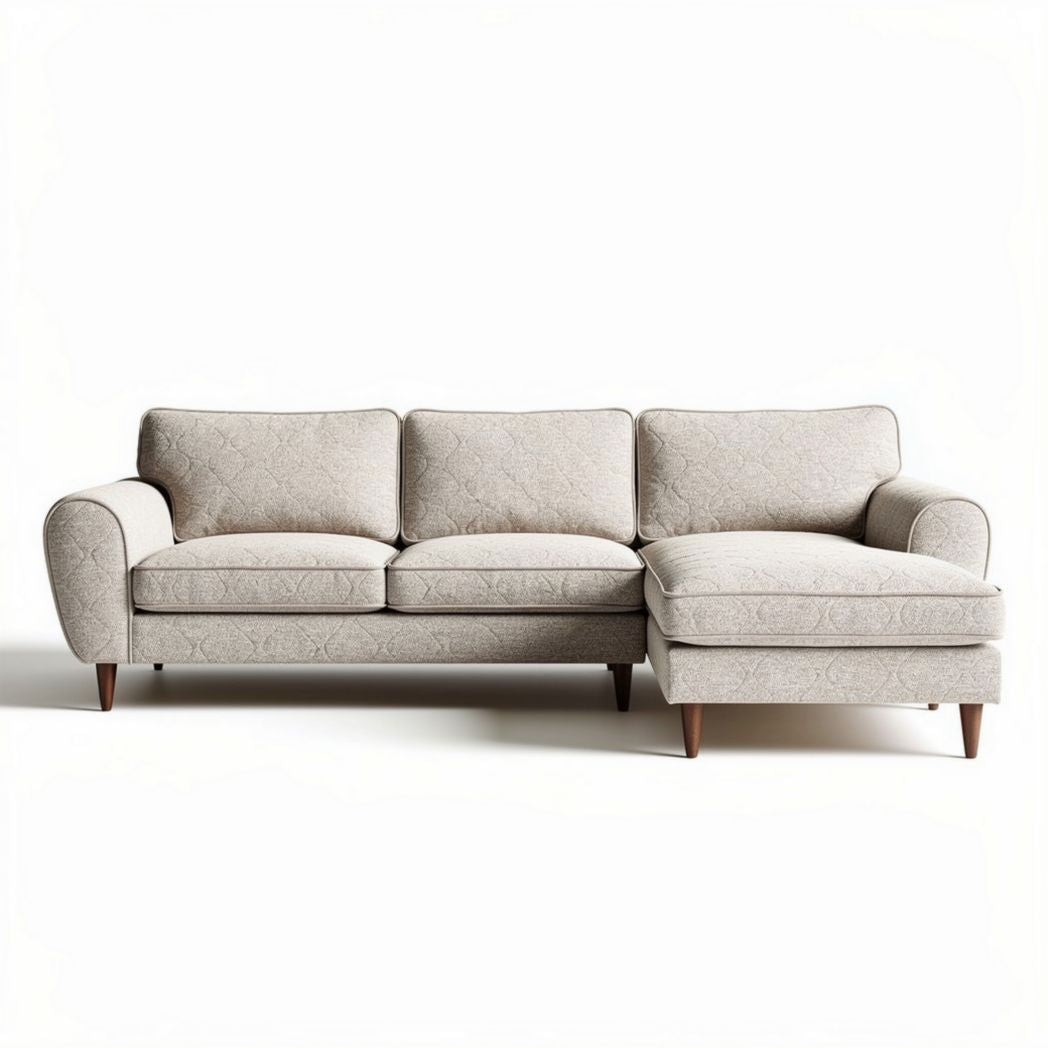 Fabric sectional sofa with chaise in light gray 220 x 90 x 85cm
